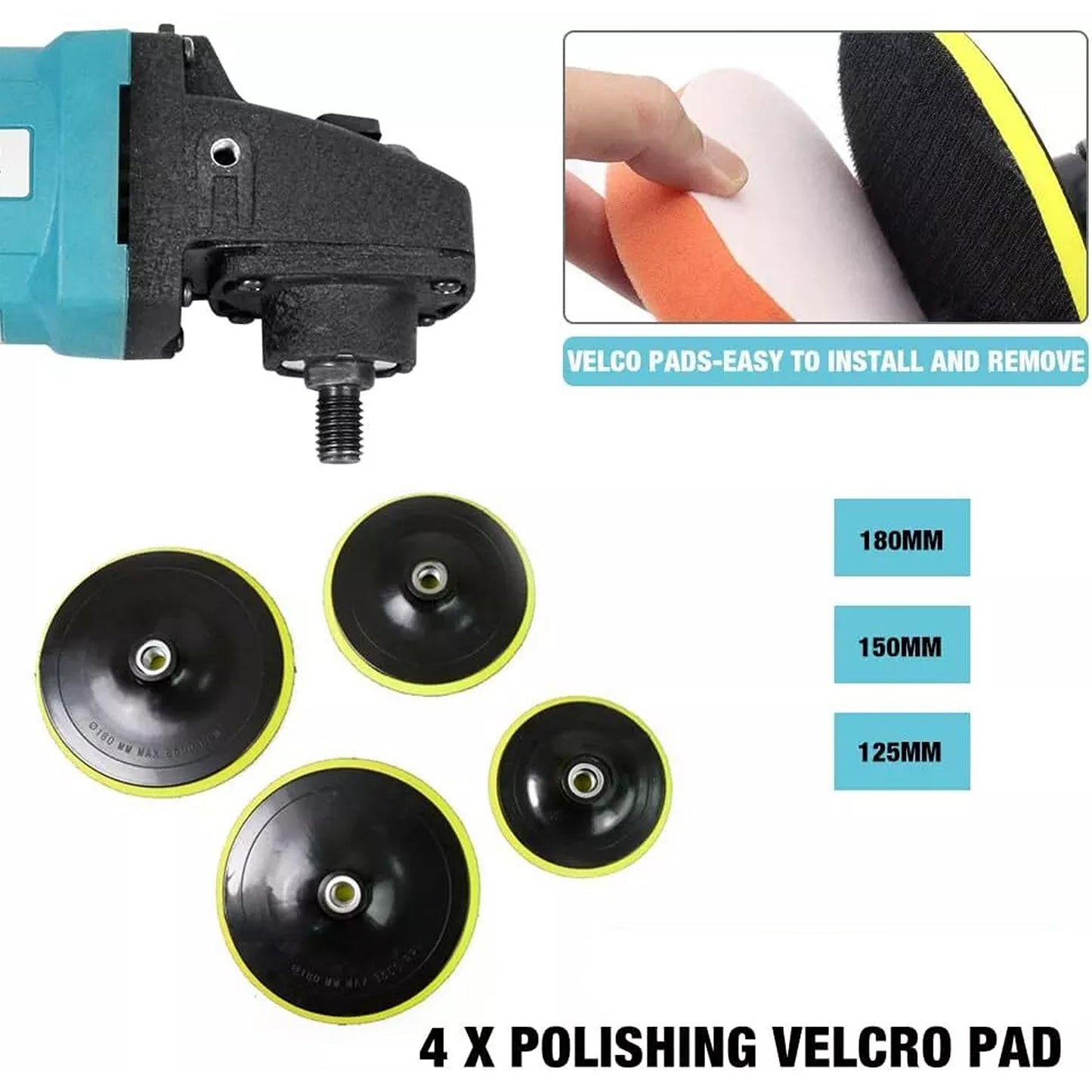 Electric Car Polisher Buffer Pad Tool Kit 6 Speed 1600W 240V 180mm 150mm