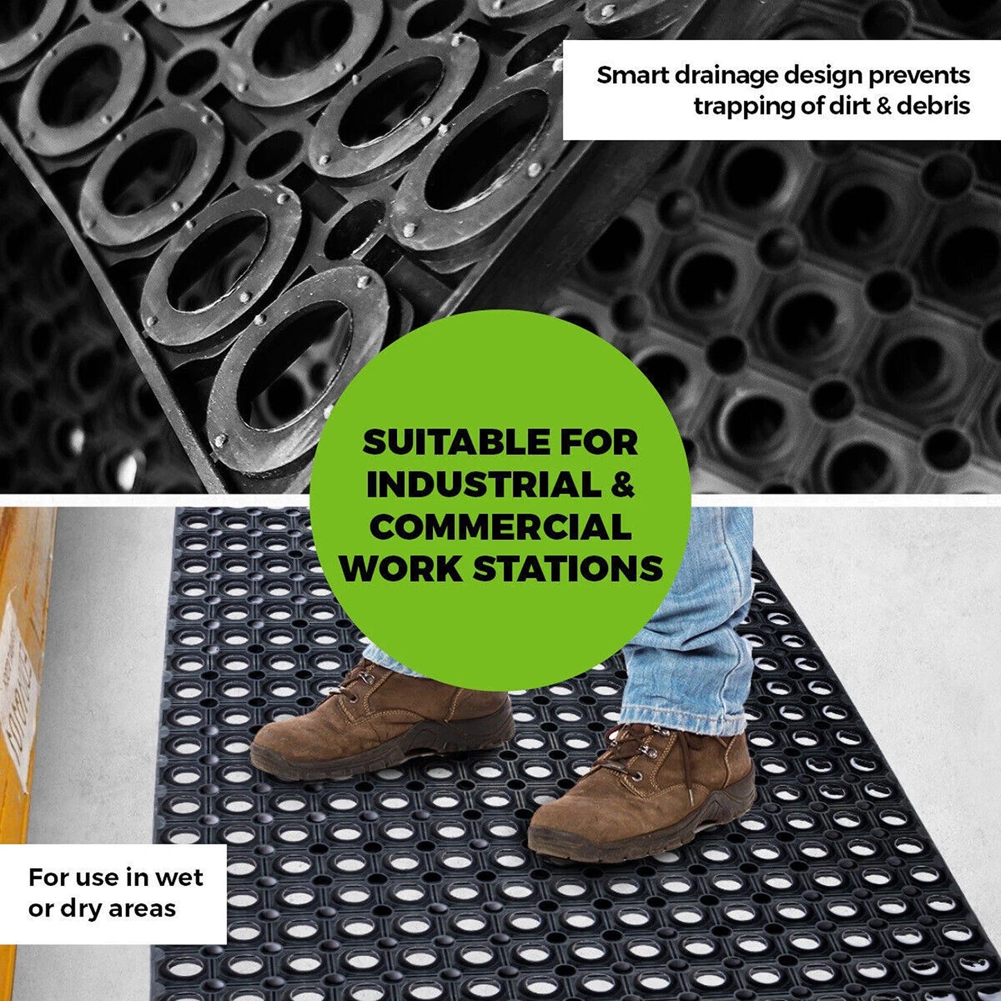 Rubber Anti Fatigue Mat for Wet or Dry Areas