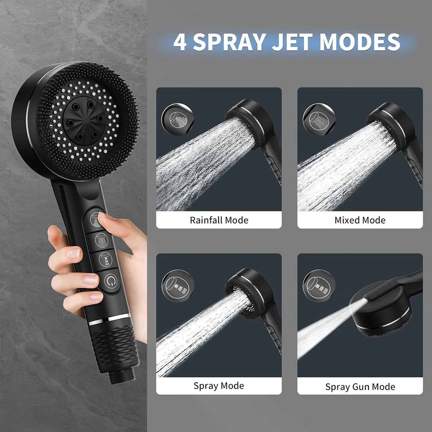 High Pressure Shower Head with Massage Function and Water Filter
