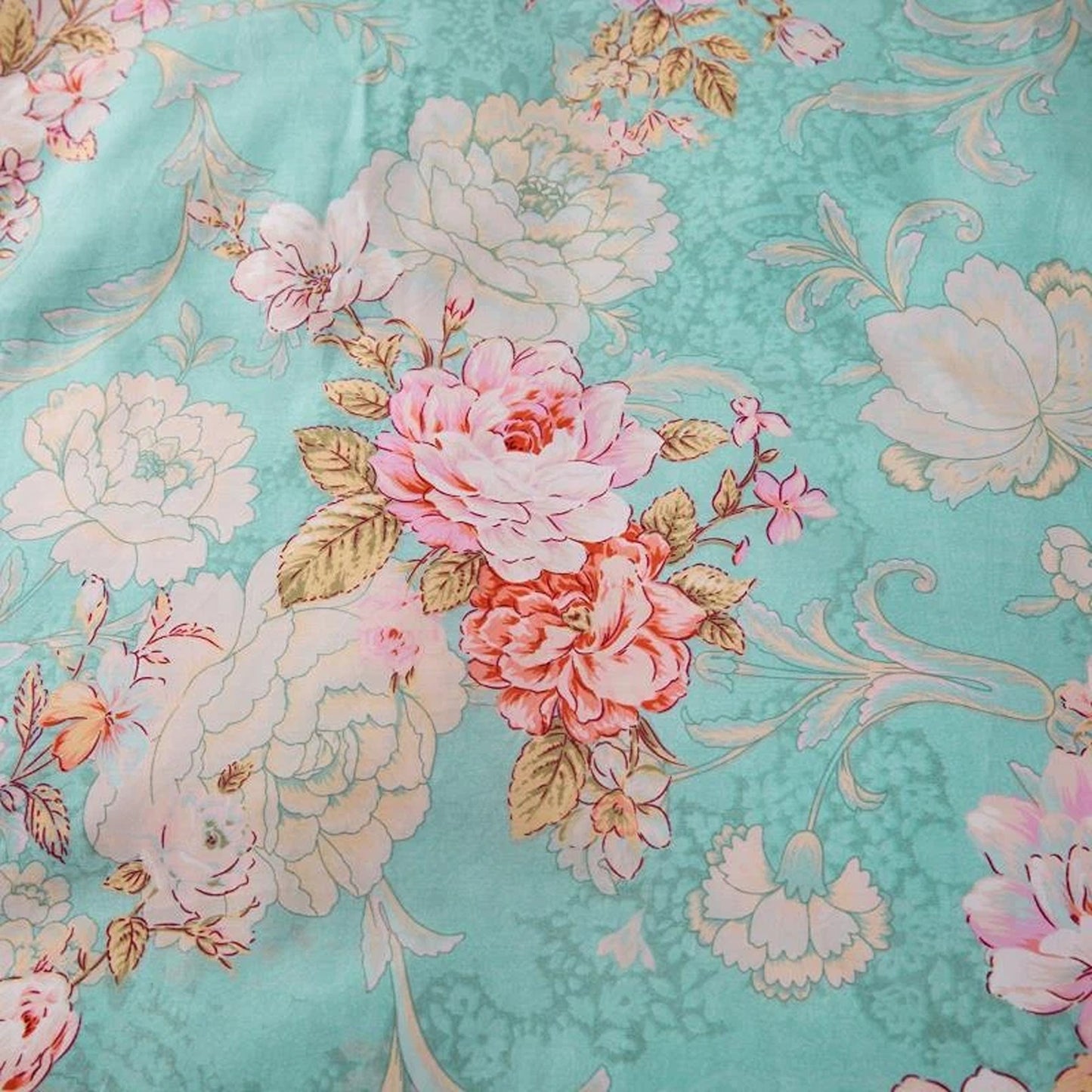 Cotton Duvet Quilt Cover Set with Pillowcases All Sizes - Flora Green
