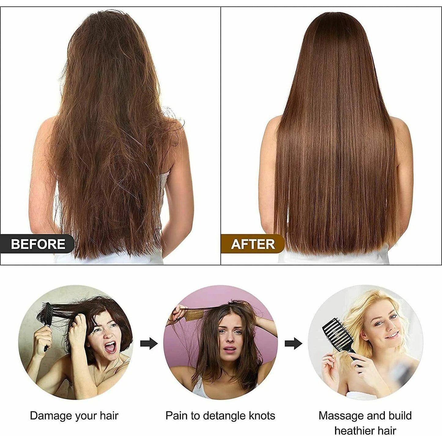 Detangling Hair Brush Nylon Bristle Boar Hair