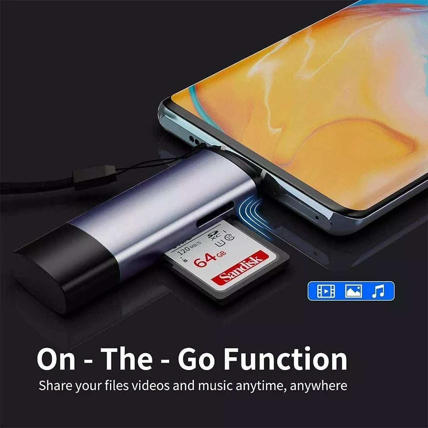 USB C and USB A Card Reader for Micro SD TF OTG PC Macbook Tablet