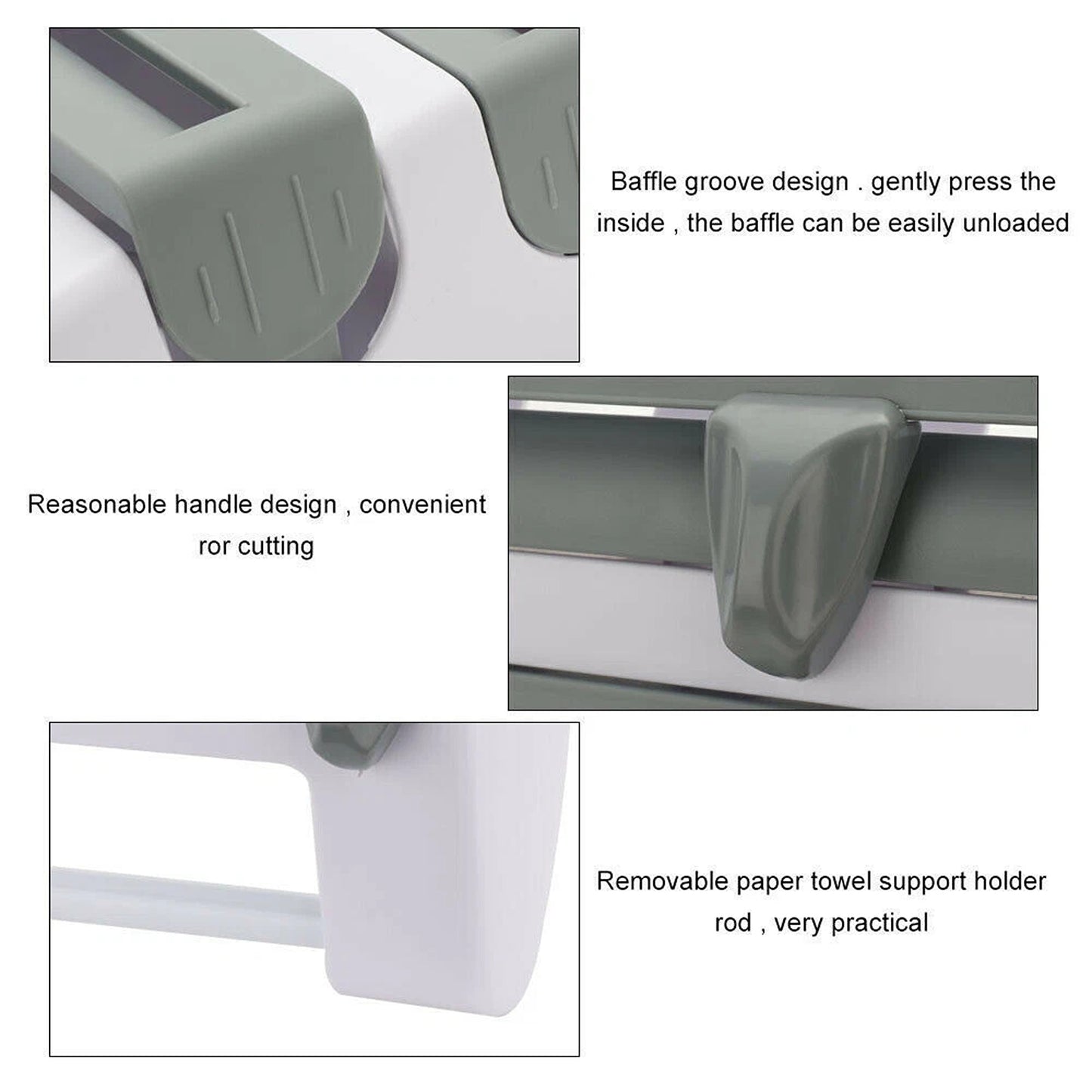 4 in 1 Kitchen Wrap Organizer with Foil Cling Film and Towel Holder Wall Mount Cutter