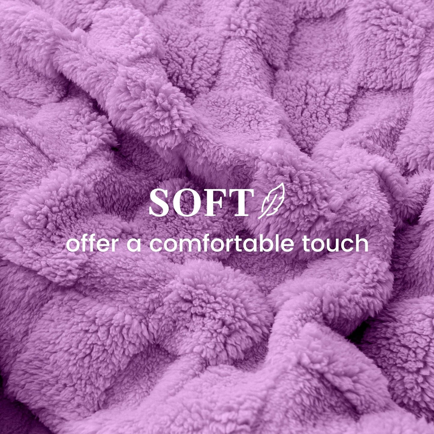 Warm Soft Throw Blanket Plaid Coral Fleece for Couch or Bed - Lavender