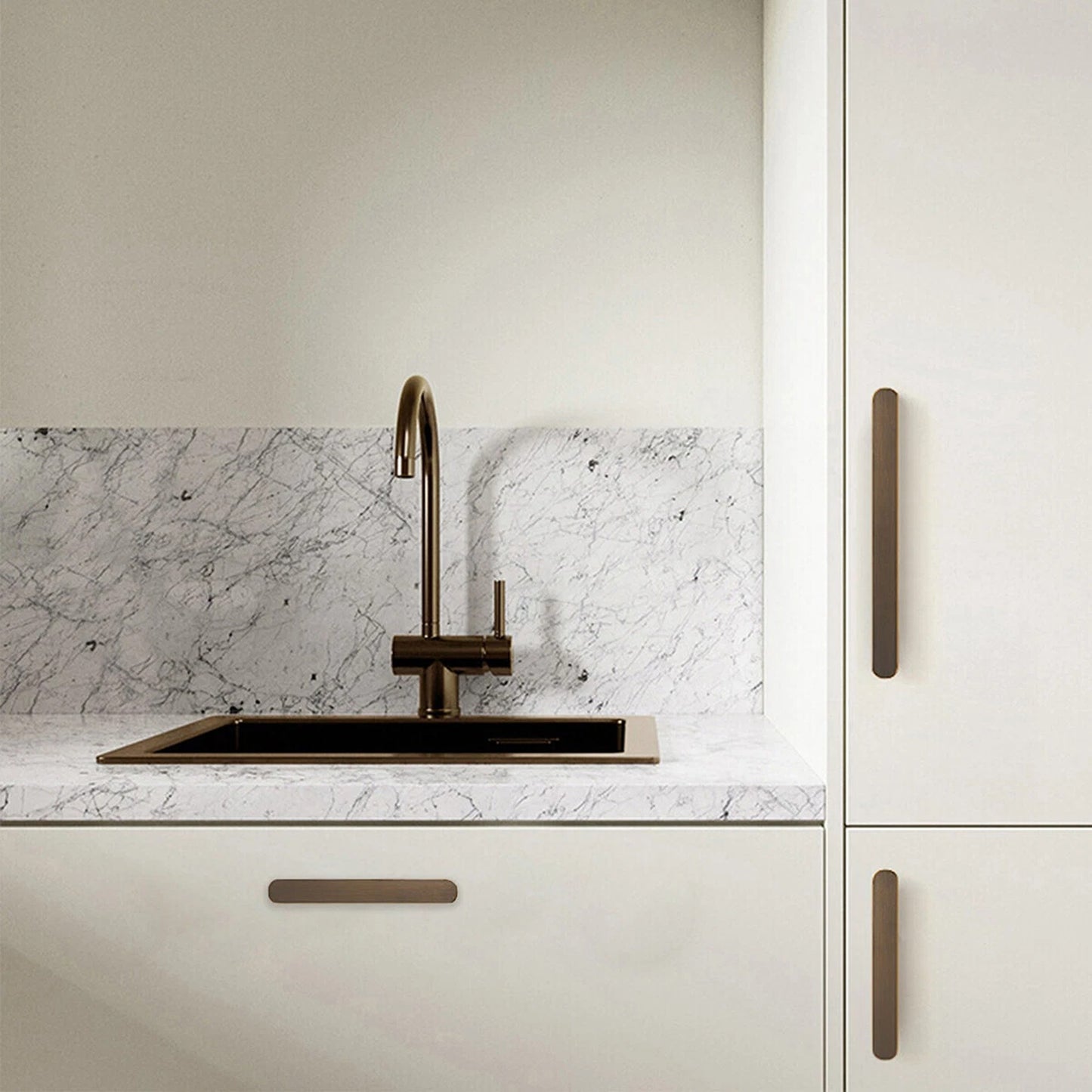 Simple Brass Door Handle Cabinet Pull Knob Wardrobe Handle 4 Sizes for Kitchen