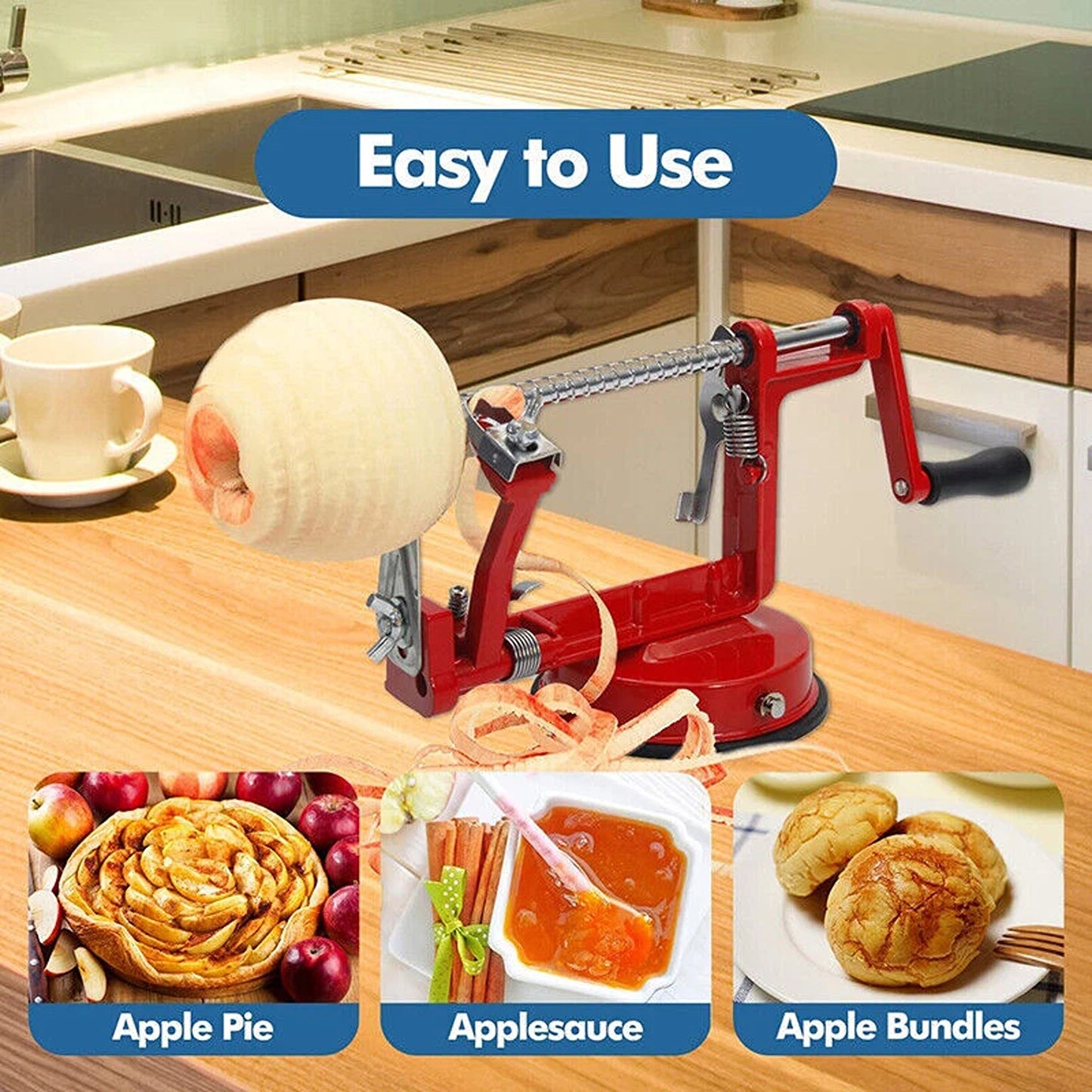 3 in 1 Apple Peeler Red Kitchen Tool Fruit Cutter Slicer and Corer
