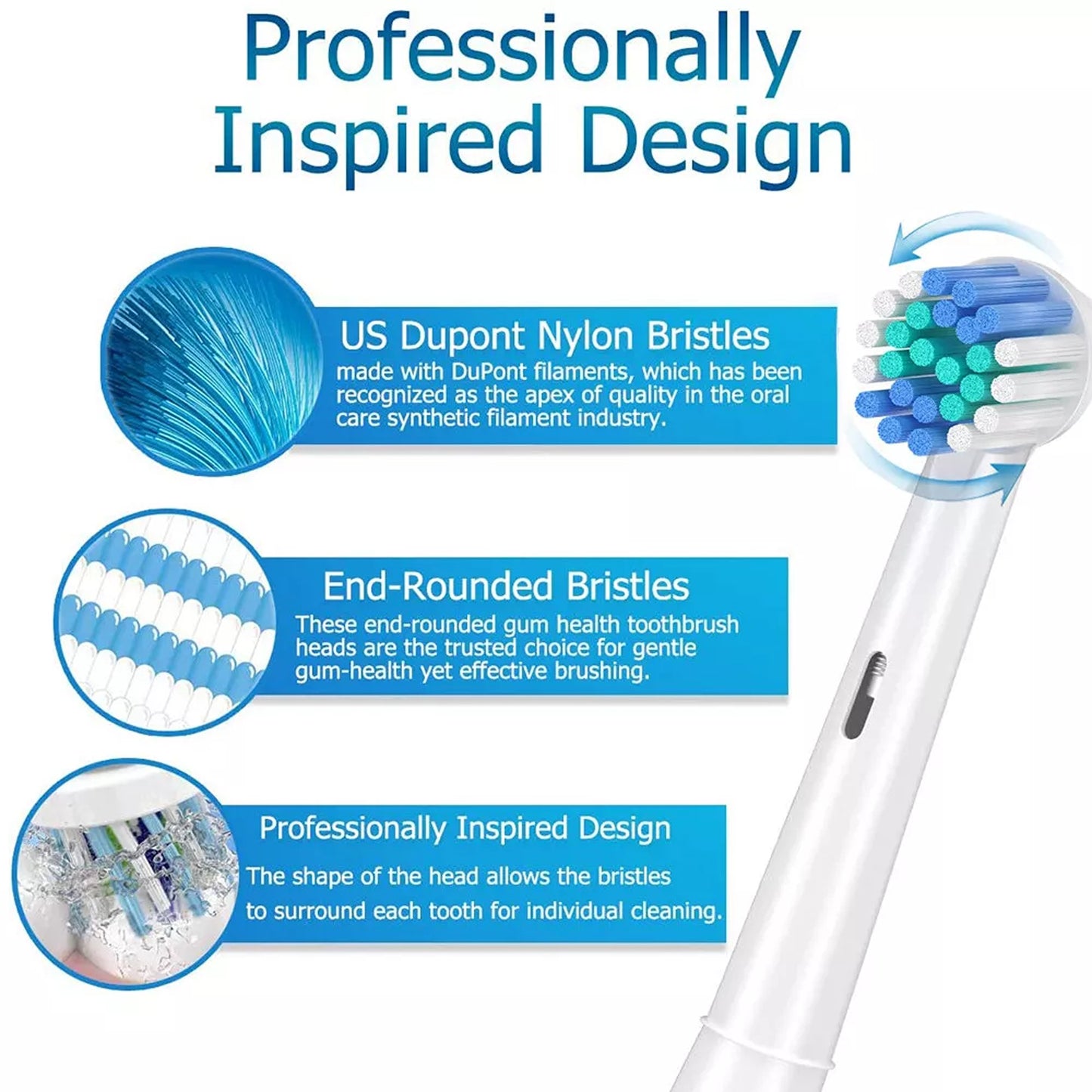 20pcs Replacement Toothbrush Heads Compatible with Oral B Electric Toothbrushes