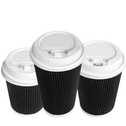Triple Wall Coffee Cups Disposable Paper 8oz 12oz 16oz for Takeaway 50 Packs