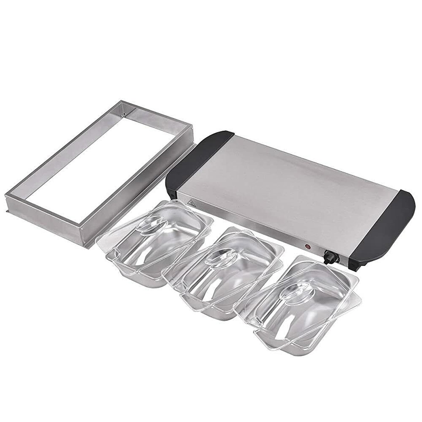 Electric Buffet Food Warmer 3 Tray 1.5L Stainless Steel Bain Marie Server
