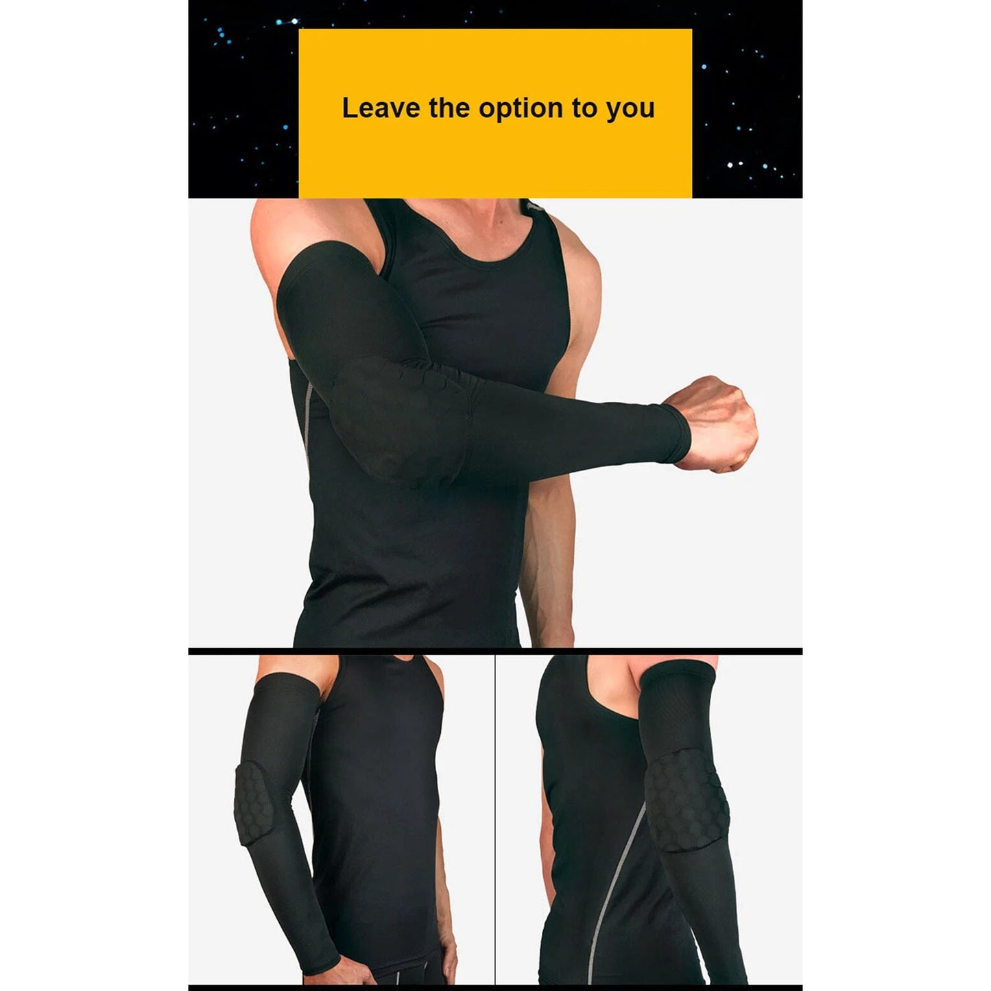 Black Sports Elbow Compression Sleeve Arm Guard Support