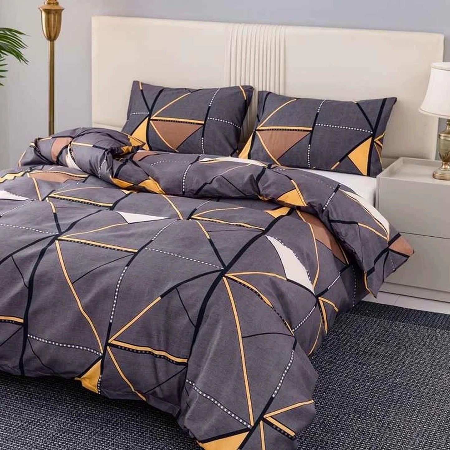 Ultra Soft Quilt Duvet Doona Cover Set with Pillowcase All Sizes - Geometric Print
