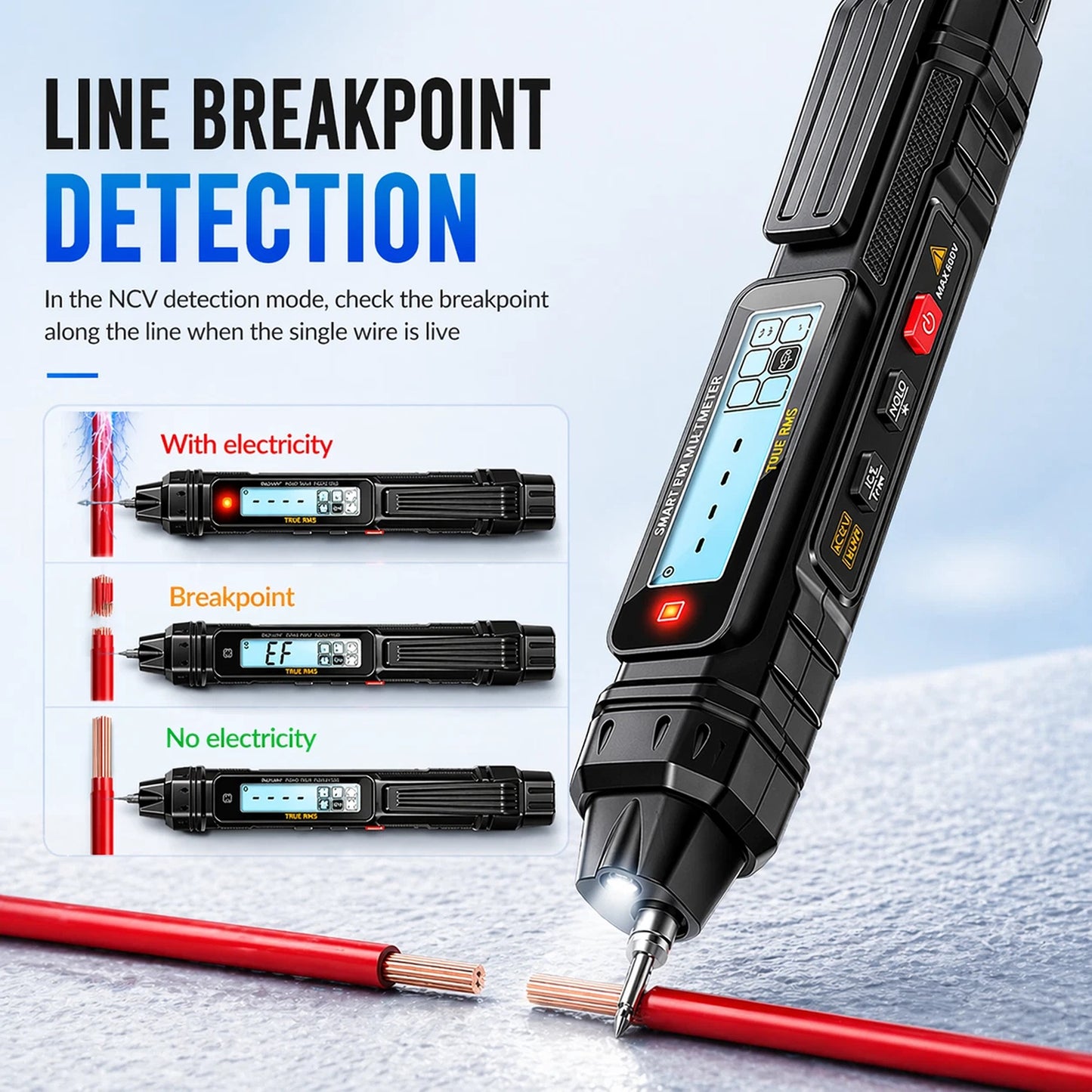 True RMS Pen Multimeter with NCV AC DC Voltage Tester