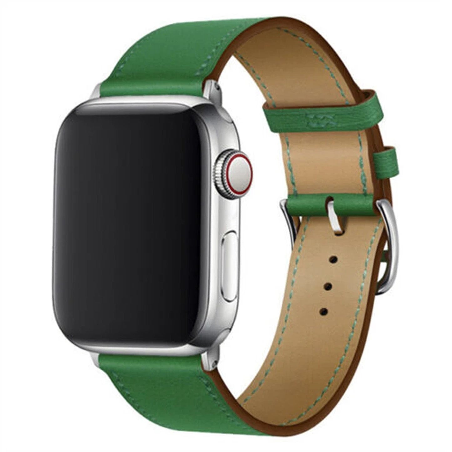 Genuine Leather Strap for Apple Watch Series 8 7 6 5 4 3 SE - Green