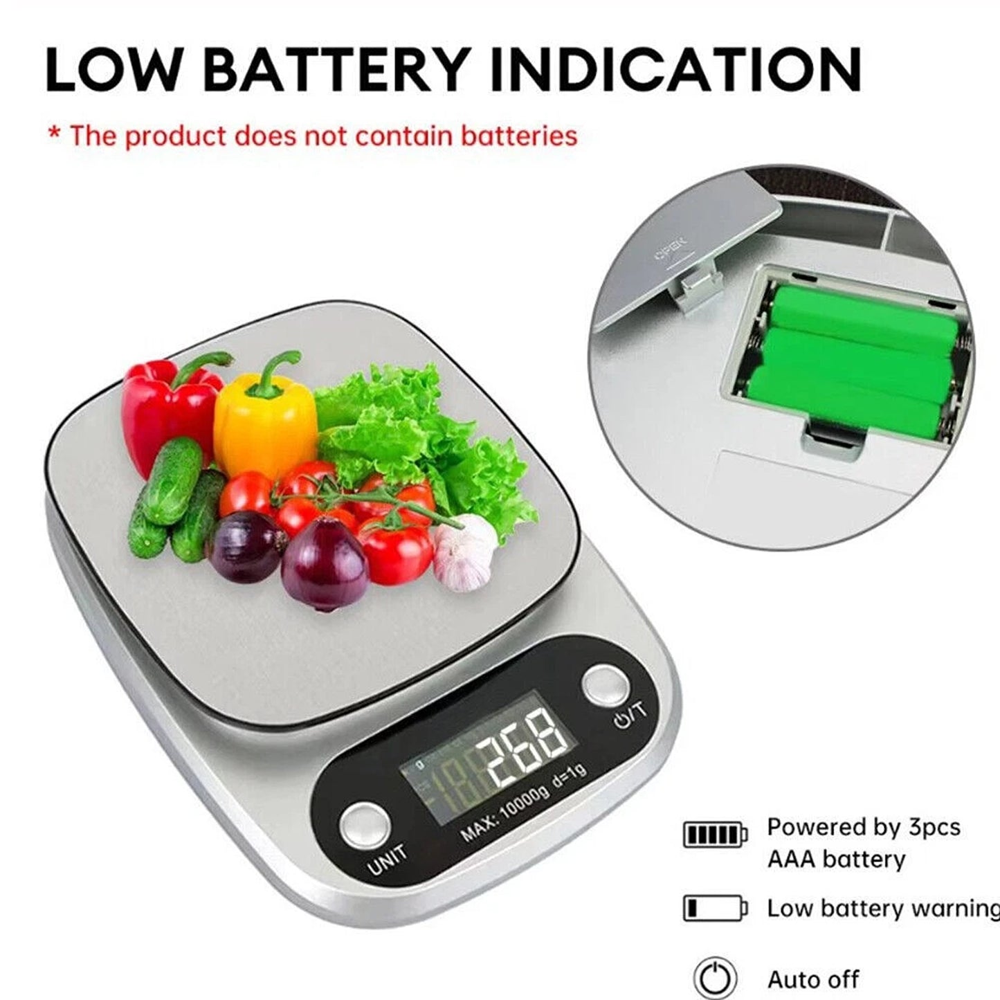 10kg Digital Kitchen Scale with LCD Display for Cooking
