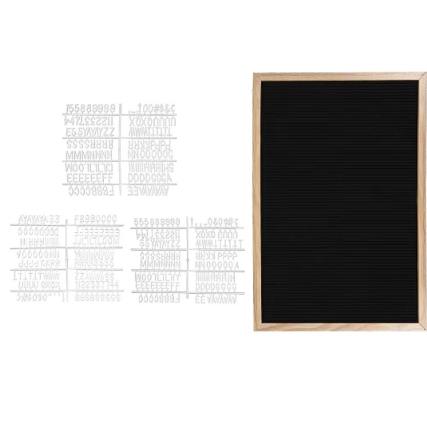 A3 Wooden Frame Felt Letter Board Message Board with Symbols and Numbers