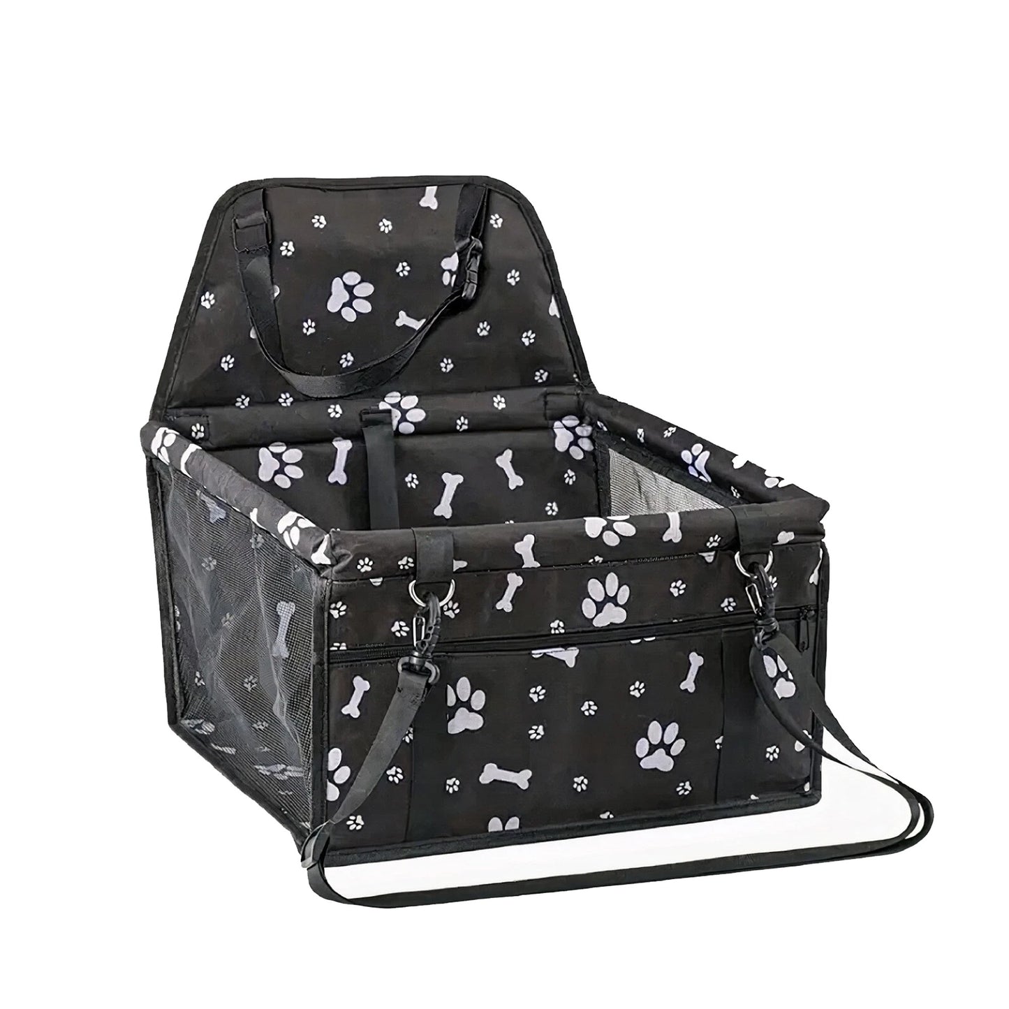 Pet Car Booster Seat Travel Carrier with Safety Strap and Oxford Fabric