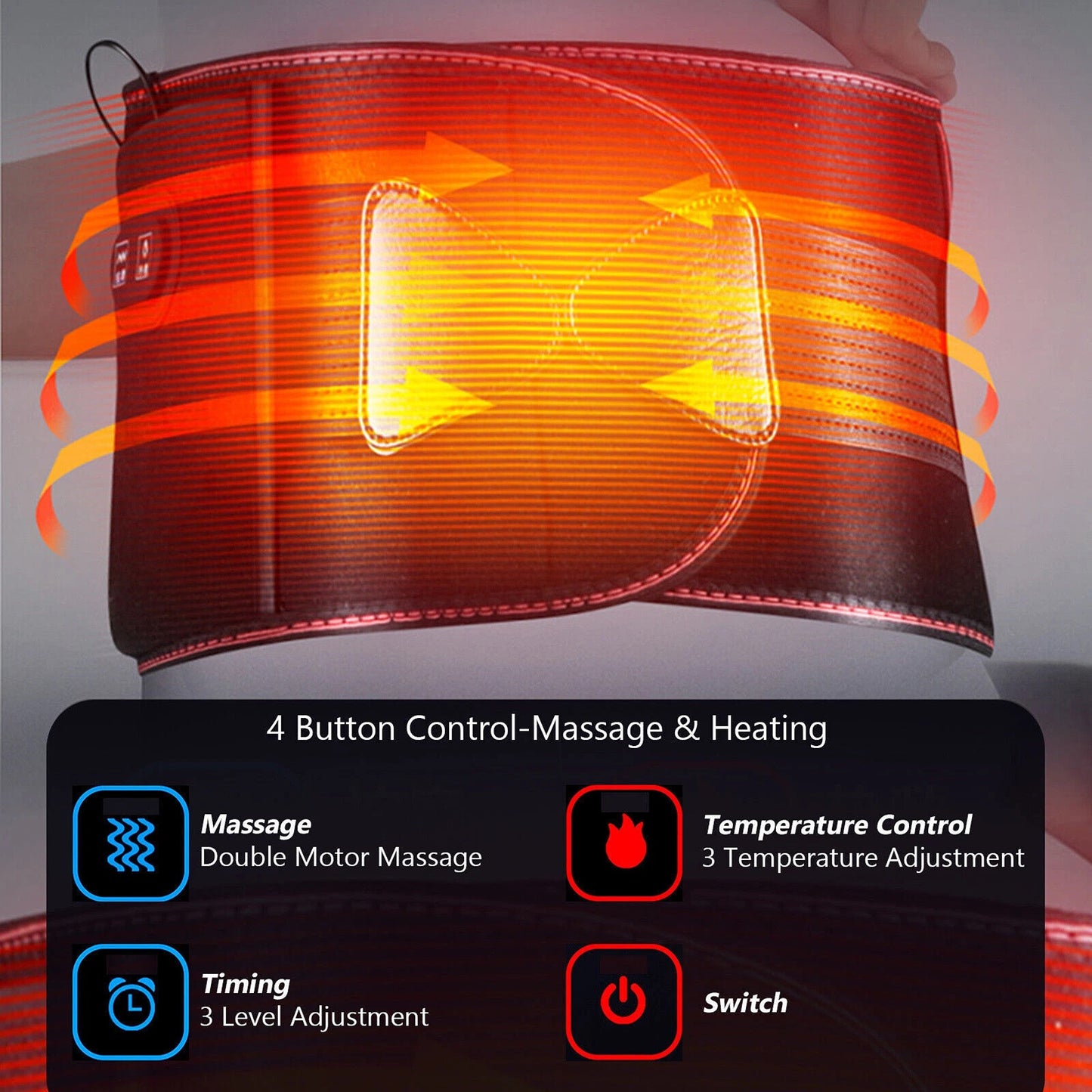 Electric Waist Vibration Massager with Heat and Support
