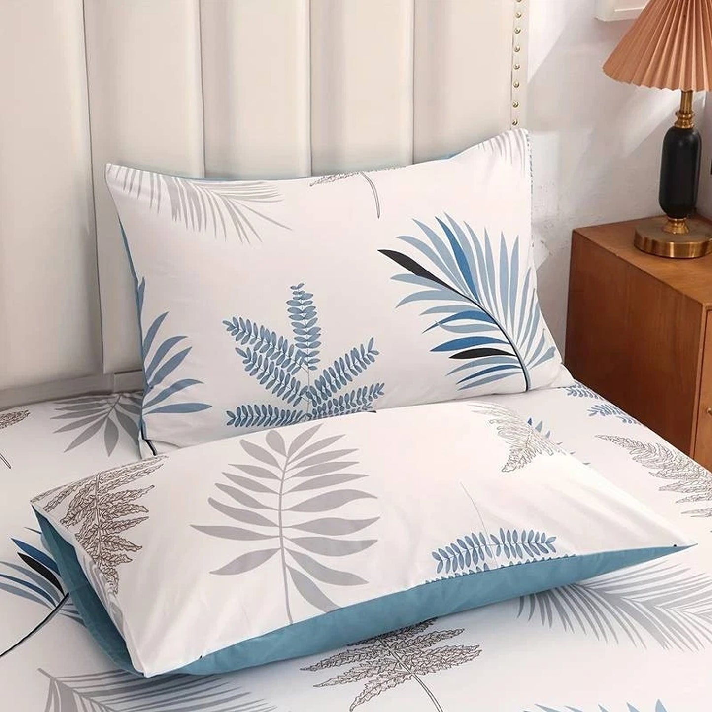 Cotton Duvet Quilt Cover Set with Pillowcases All Sizes - Ocean Leaf