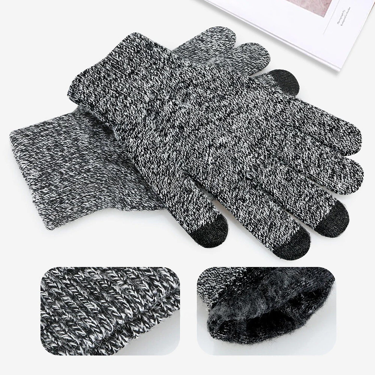 Touchscreen Winter Gloves Soft Wool for Men and Women Mobile Friendly
