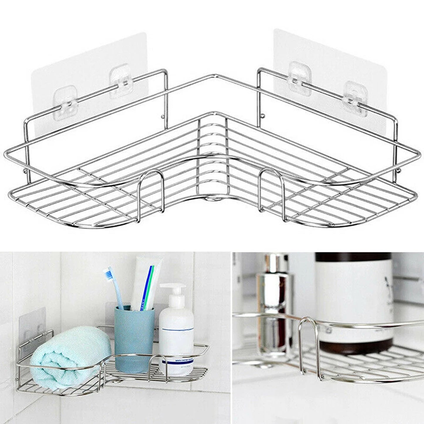 Stainless Steel Corner Shower Caddy Shelf Rack Organizer