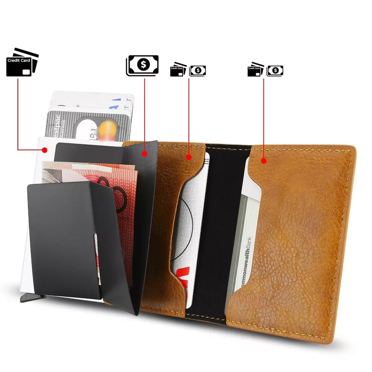 Mens RFID Blocking Leather Wallet with Credit Card Holder and Money Clip