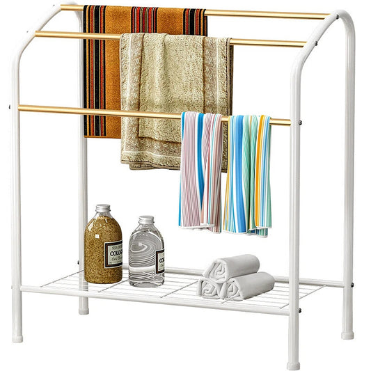 Metal Towel Rack Stand 3 Tier Free Standing Bathroom Shelf