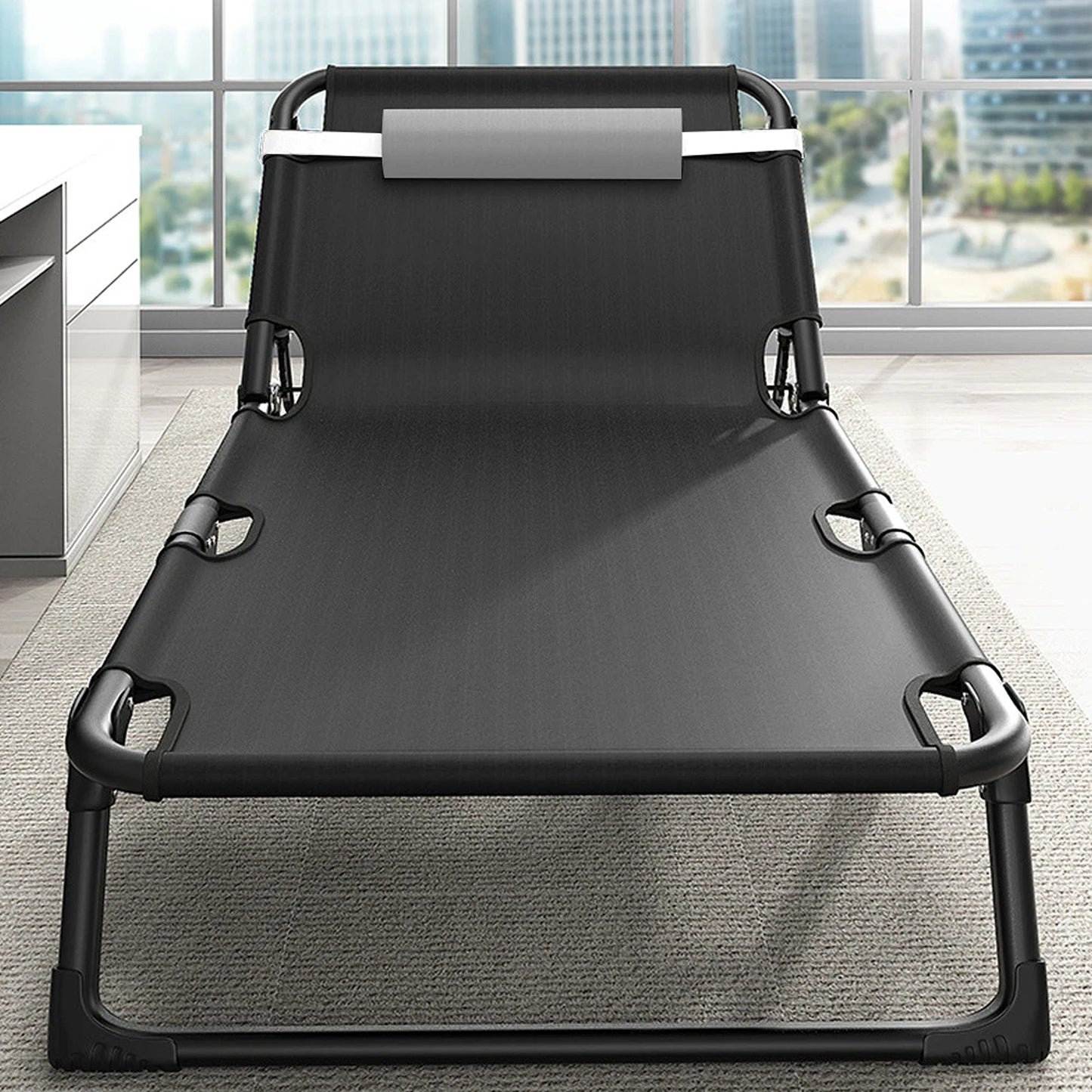 Portable Folding Camping Bed with Mattress 200kg Capacity 4 Position