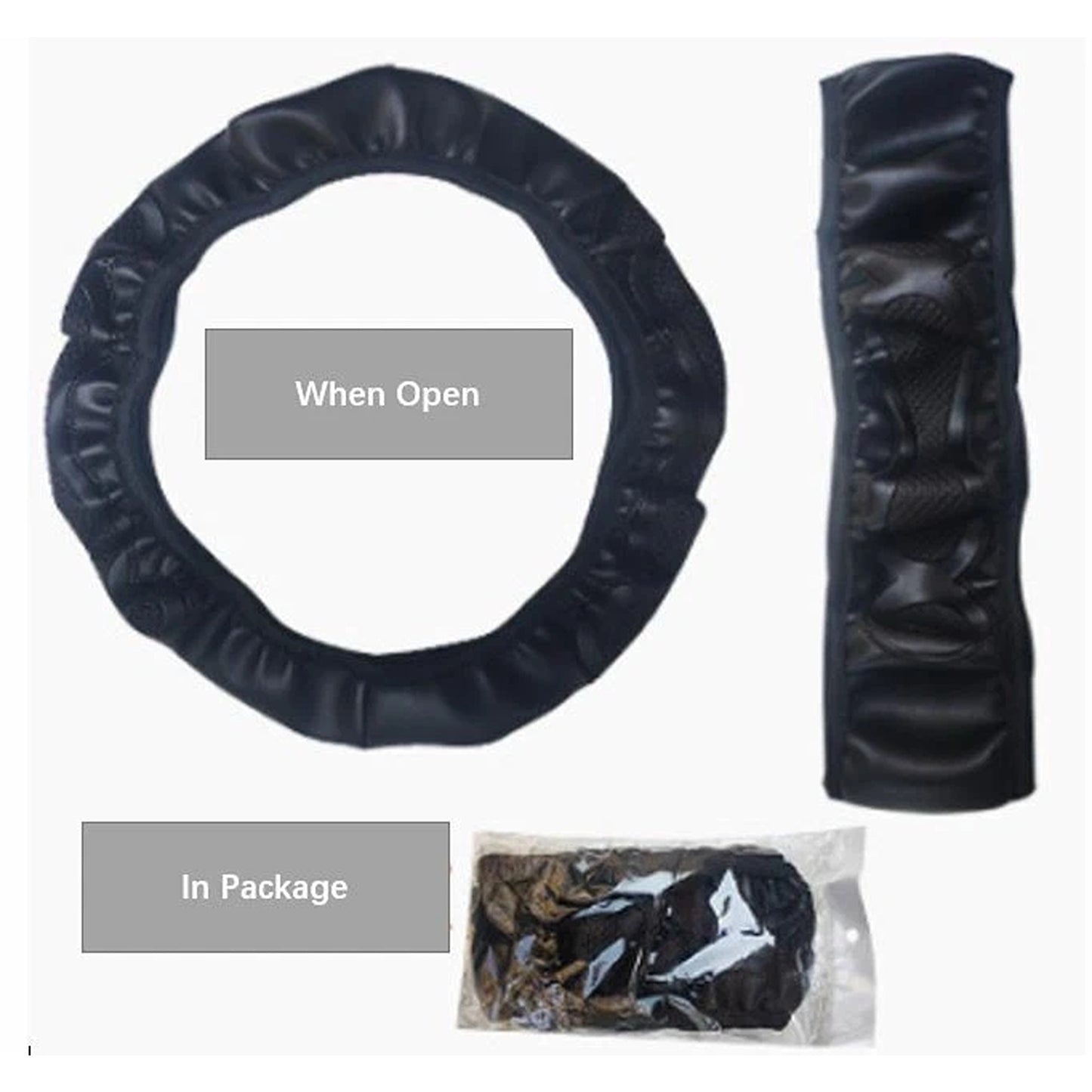 Universal Fit Steering Wheel Cover Black Leather Breathable Anti Slip Grip