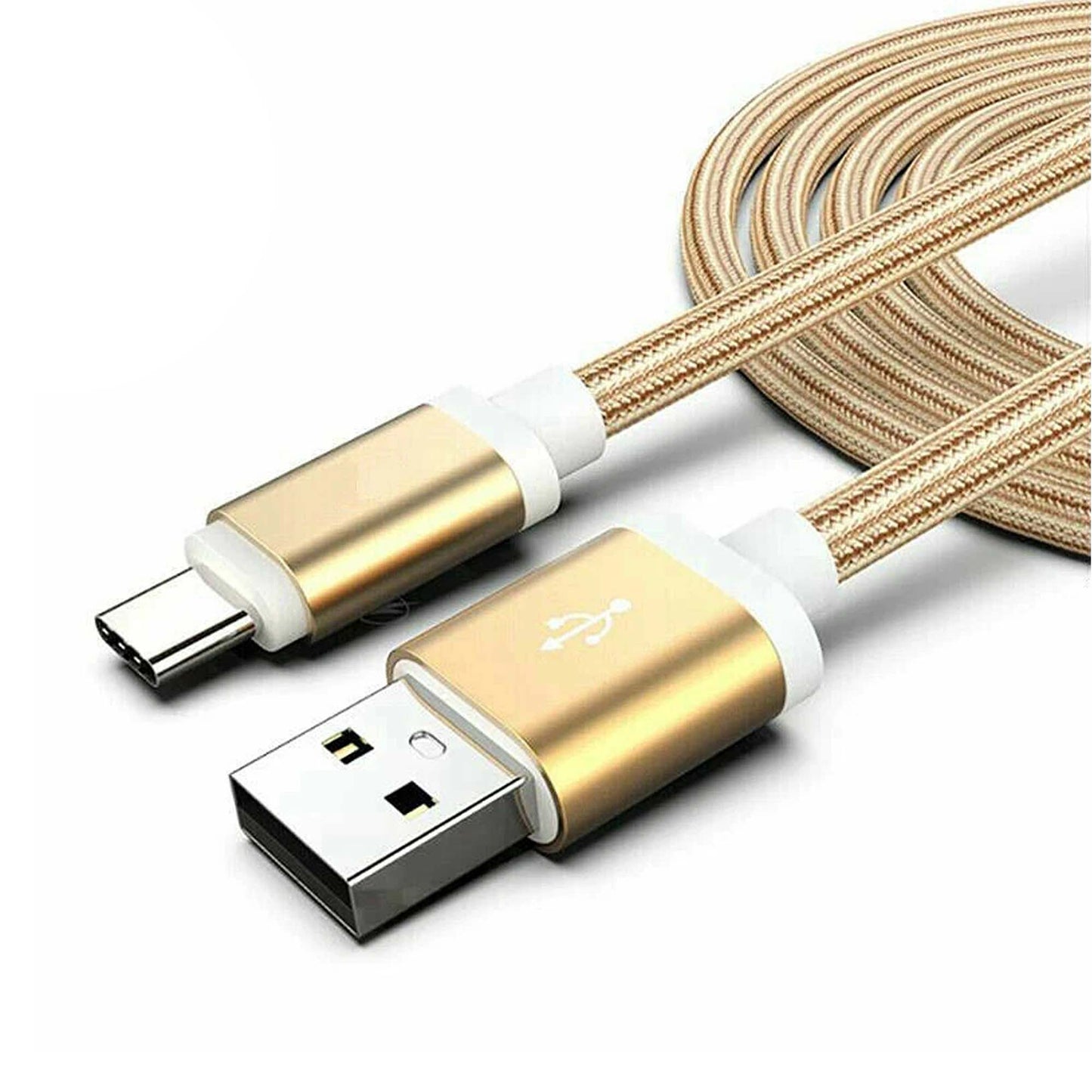Gold Braided USB Type C Data and Charging Cable For Samsung Xiaomi Huawei Oppo