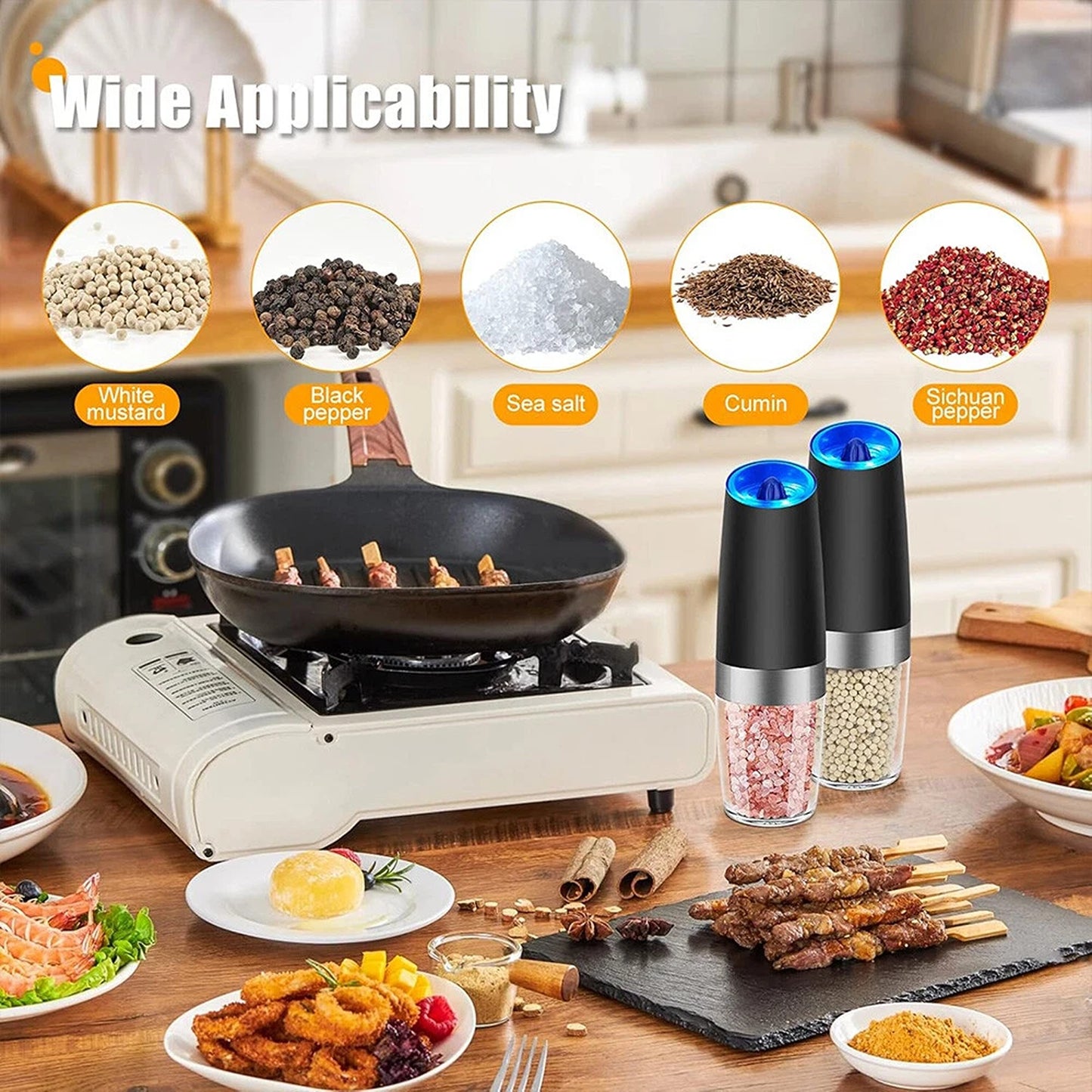 Gravity Electric Salt and Pepper Grinder Set 2 Pack