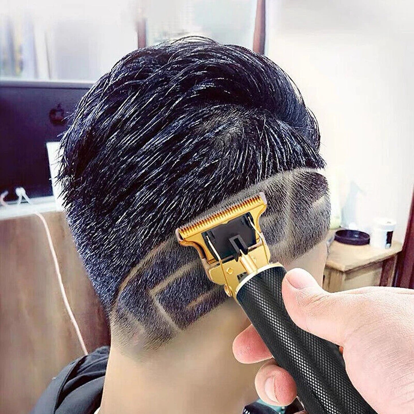 Black Cordless Hair Trimmer with Precision Blades