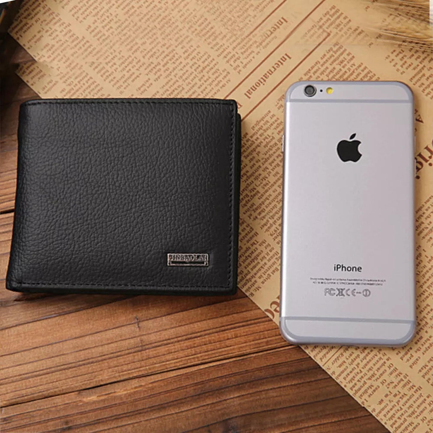 Mens Genuine Leather Wallet with Coin Pocket and Multiple Card Slots