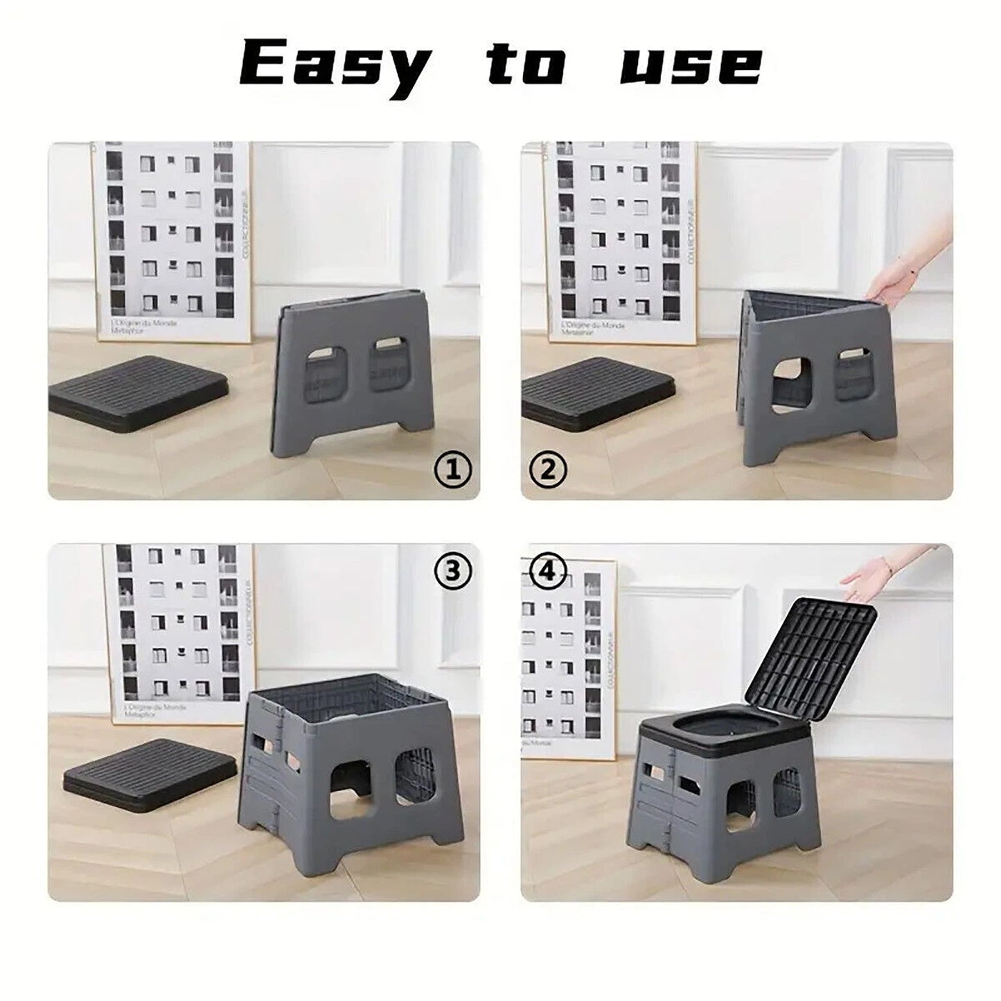 Grey Portable Folding Toilet Stool Seat for Camping and Hiking
