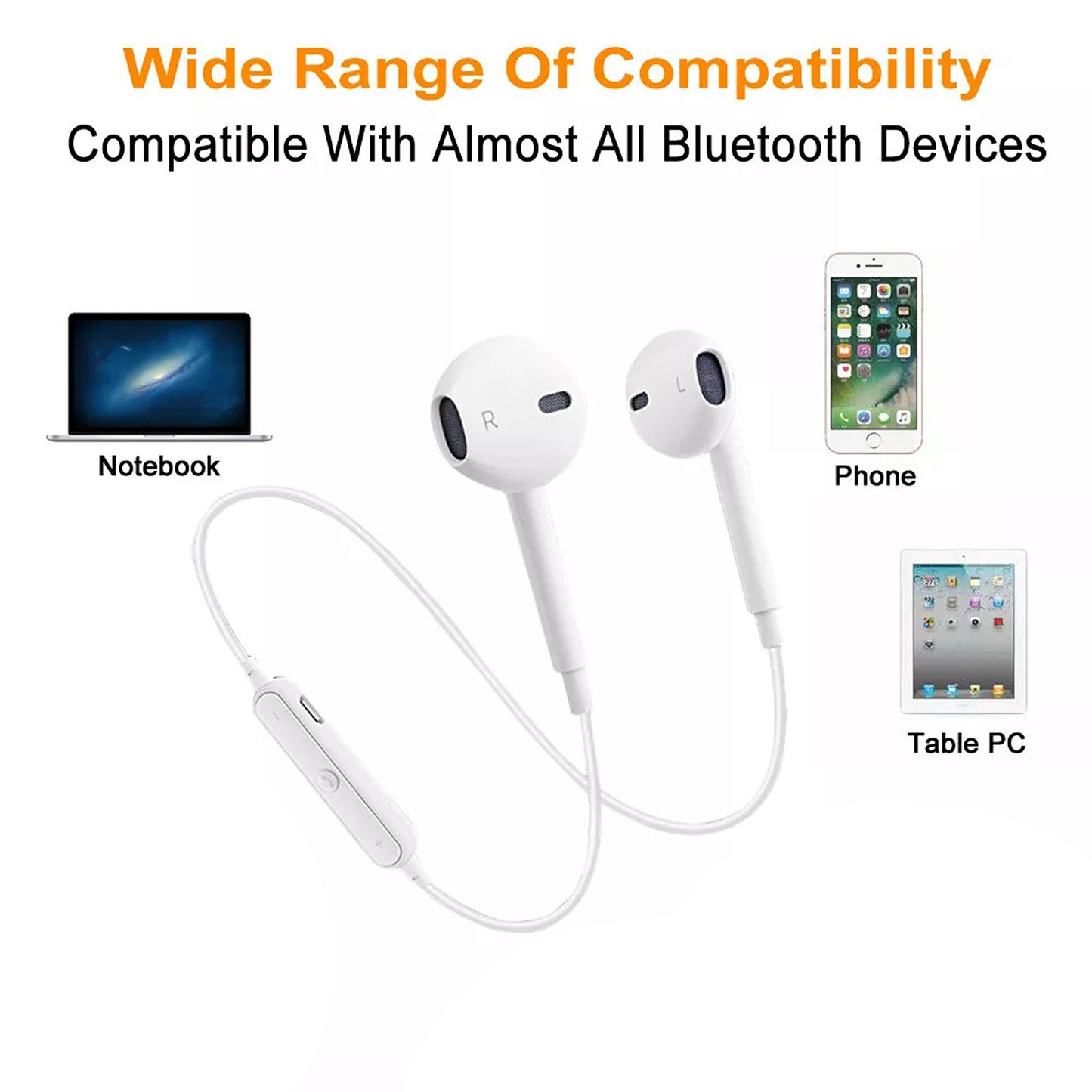 Wireless Sweatproof Headphones with Mic for Workout and Gym