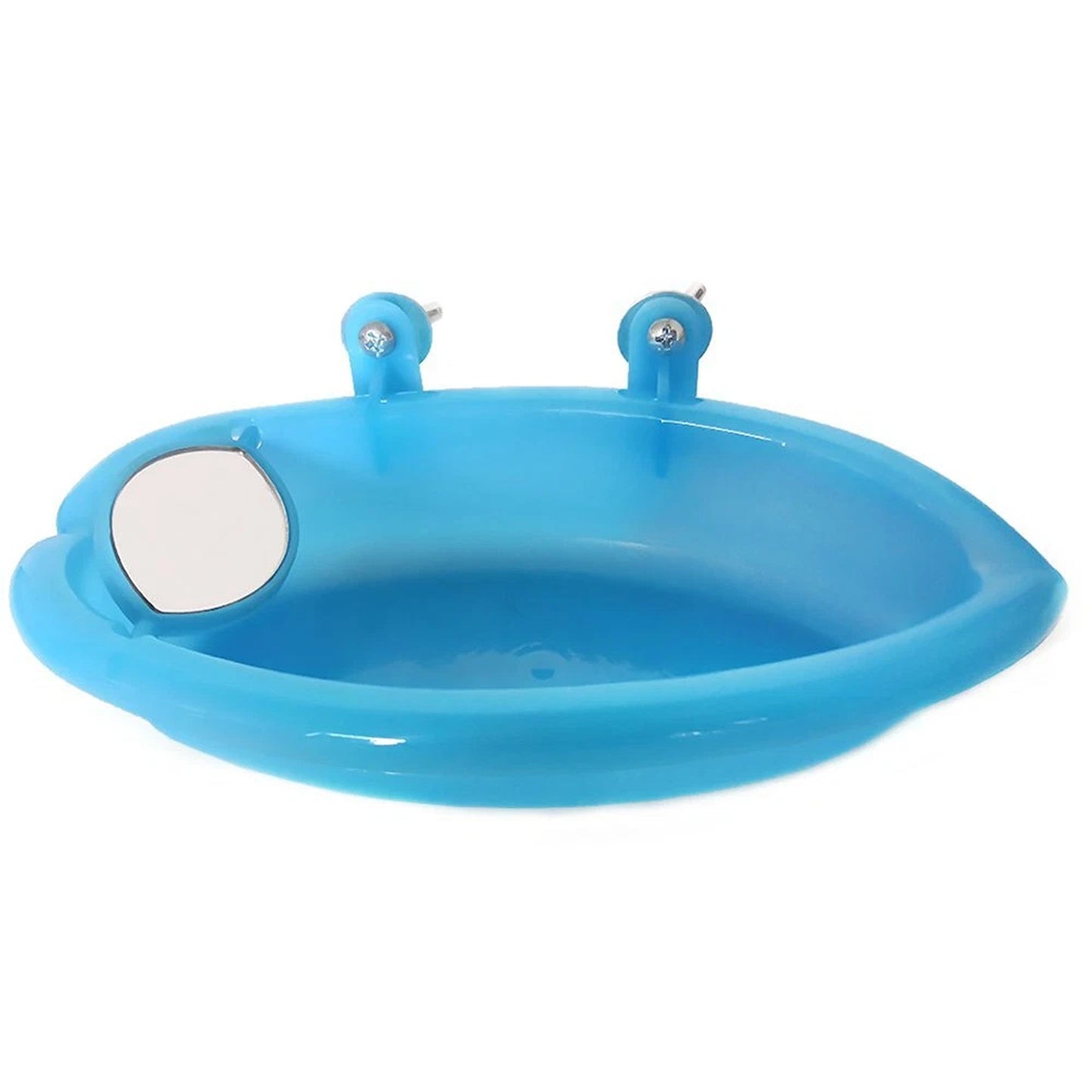 Bird Bathtub Shower Box with Mirror Cage Accessory for Parrots Blue