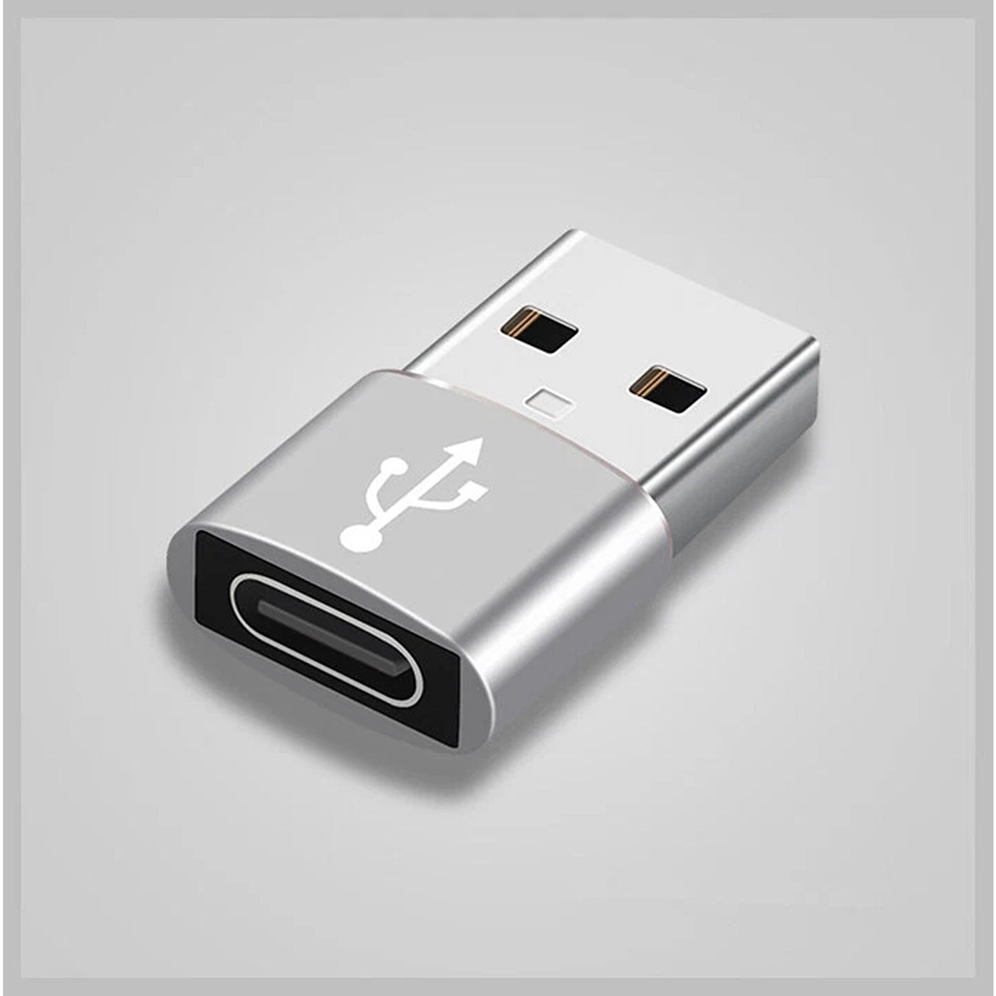 Silver USB Type A Male to USB C Female Charging Port Adapter Converter