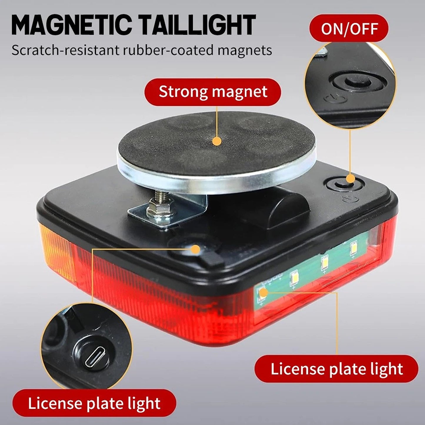 2 Pack Wireless Magnetic Rechargeable LED Trailer Tail Light Kit