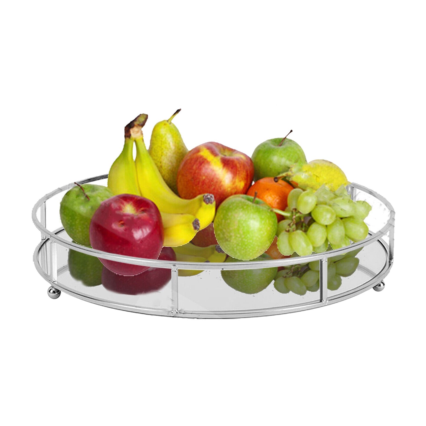 Round Mirror Serving Tray Table Home Chrome