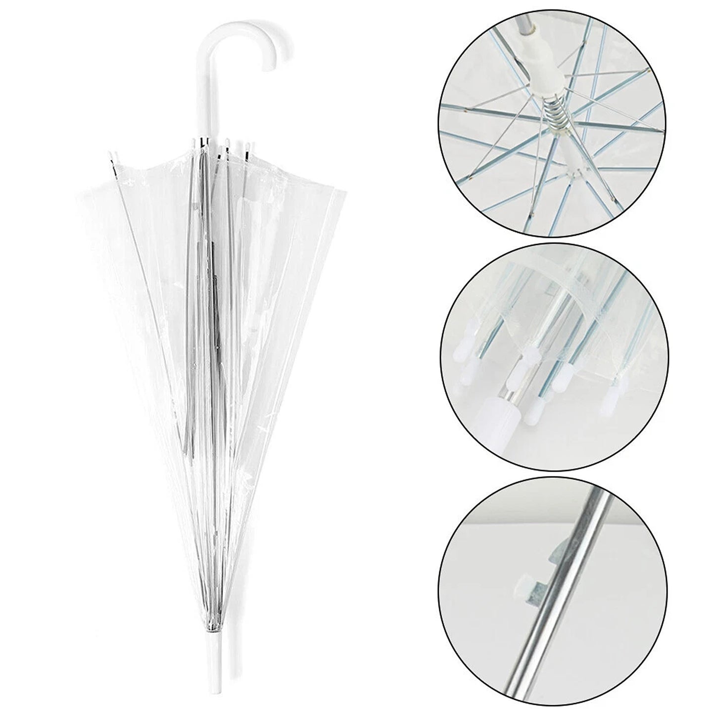 Clear Handle Dome Transparent Rain Umbrella Waterproof Semi Automatic