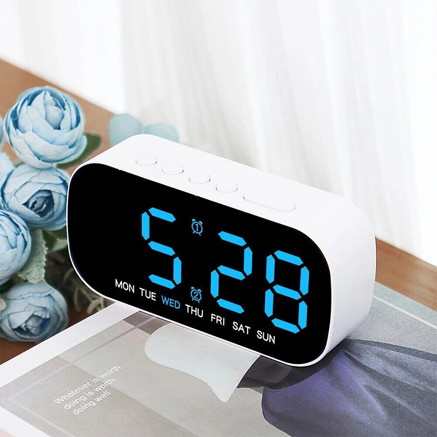 Digital LED Alarm Clock with Dual Alarm and Snooze Function