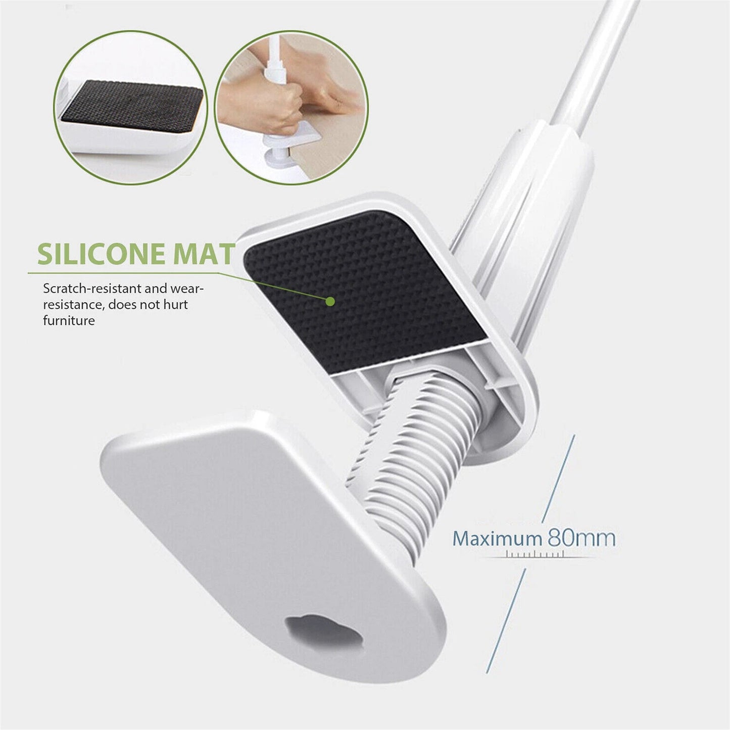 Flexible Mobile Phone Holder with Clip Mount for Bed and Desk