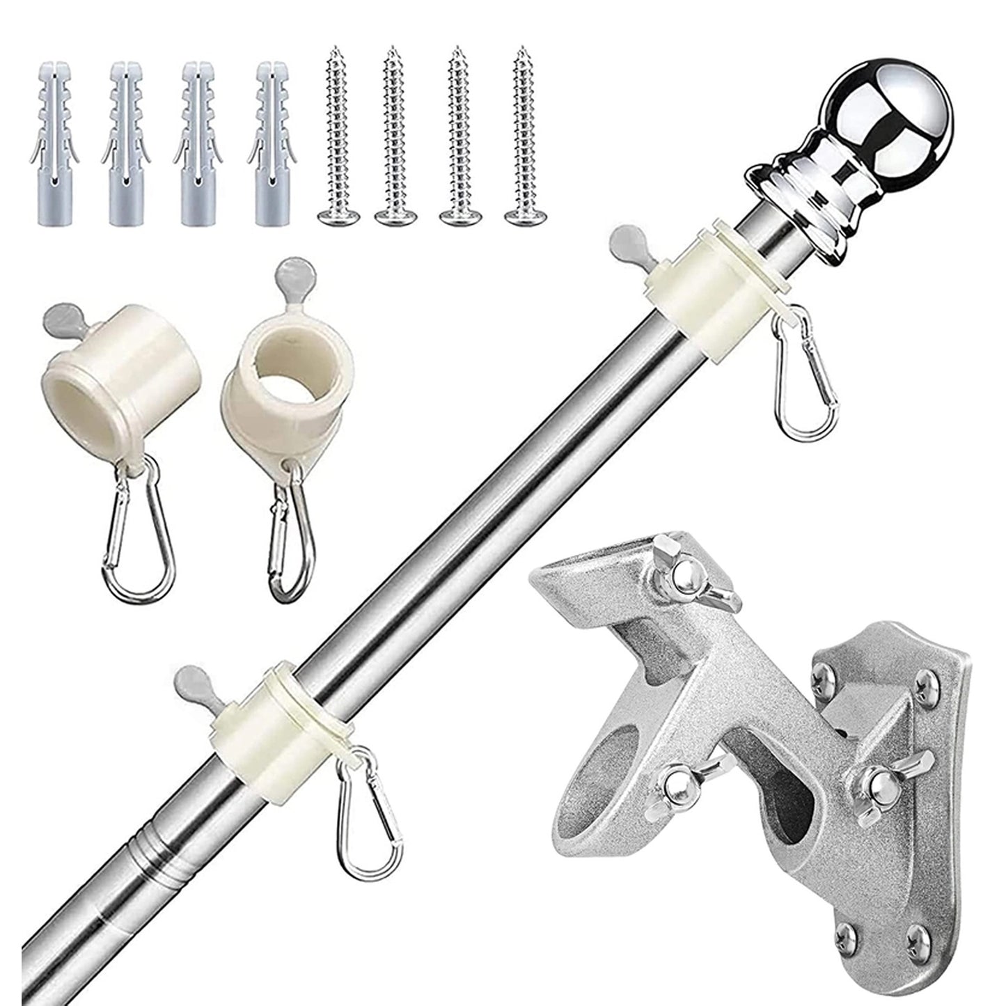 Aluminum Australian Flagpole Kit Holder Set
