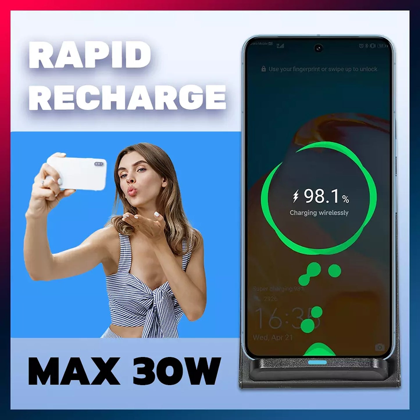 Wireless Charger Dock 30W for iPhone 11 12 13 14 15 Series
