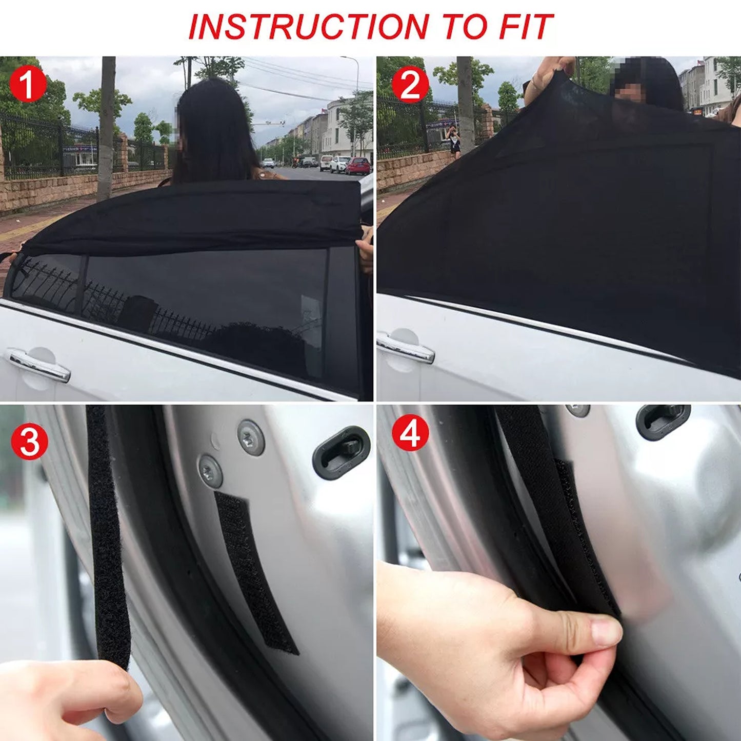 2x Car Rear Side Window Shades Universal Fit for Baby and Kids Protection