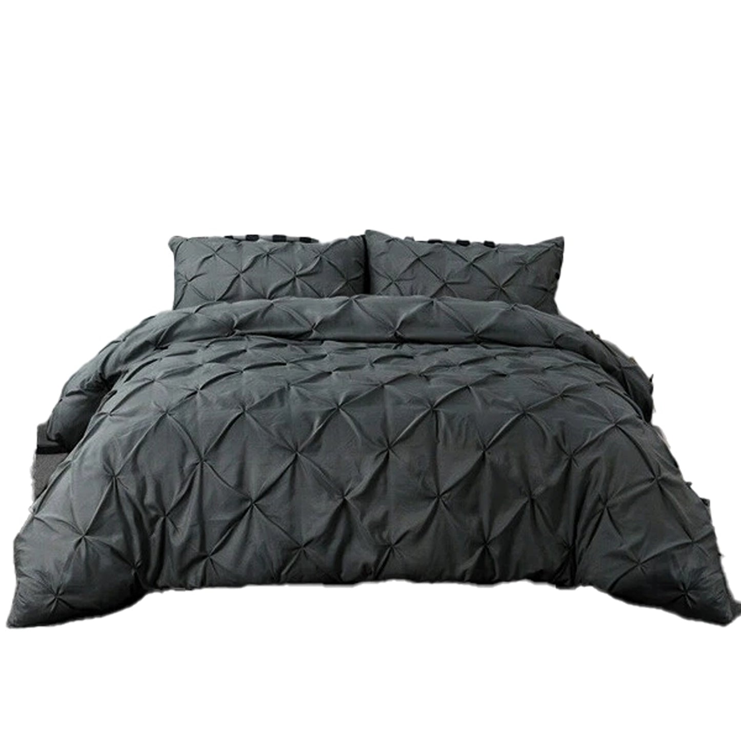 Black Diamond Pleated Quilt Cover Bedding Set All Sizes