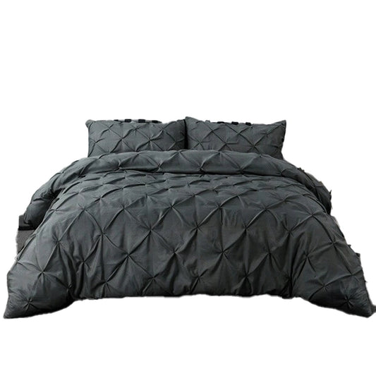Black Diamond Pleated Quilt Cover Bedding Set All Sizes