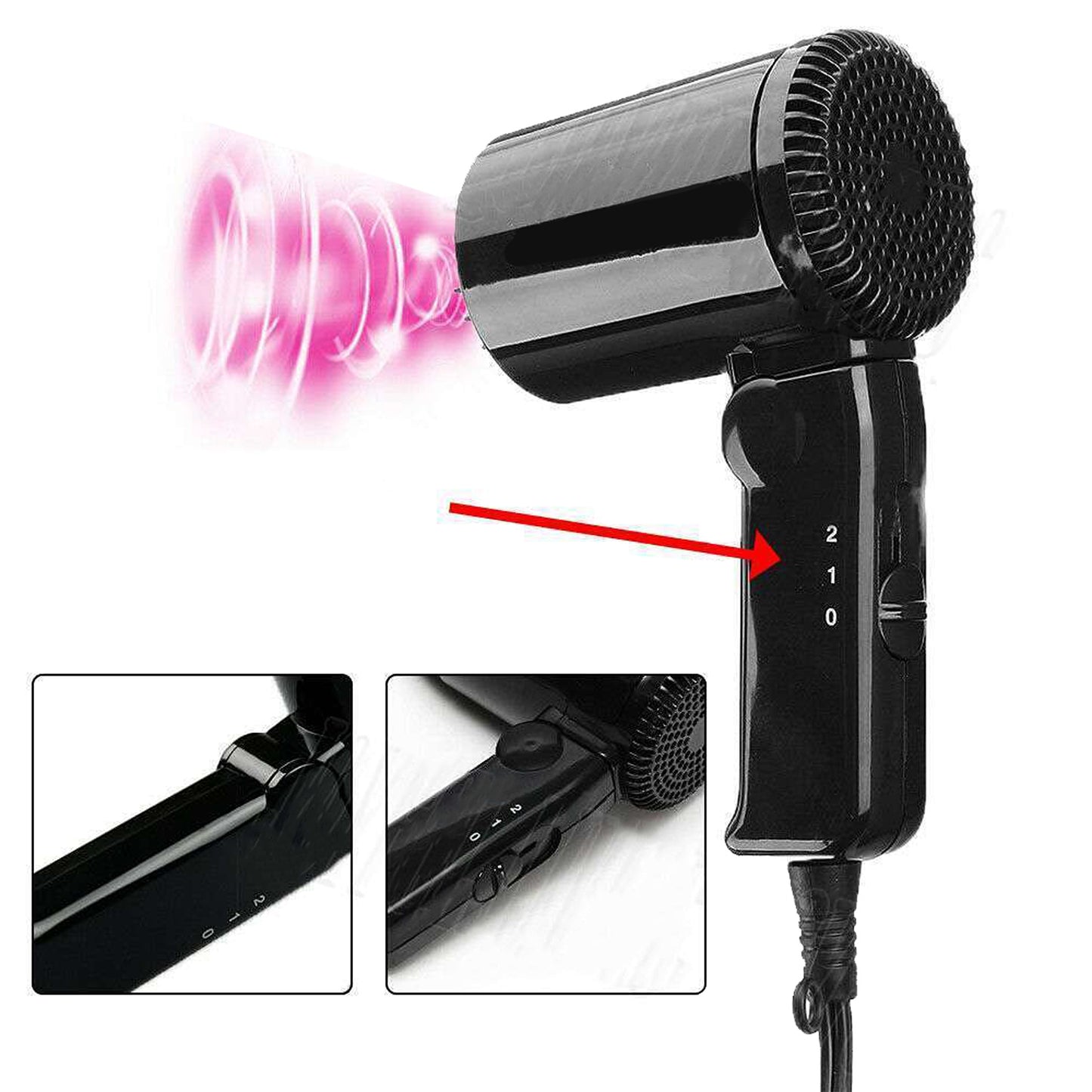 Portable Hairdryer Dry Glass Defroster Car Camping Travel