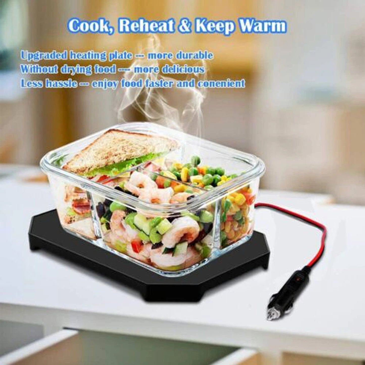 Portable 12V Electric Heated Lunch Box Bag for Car Use