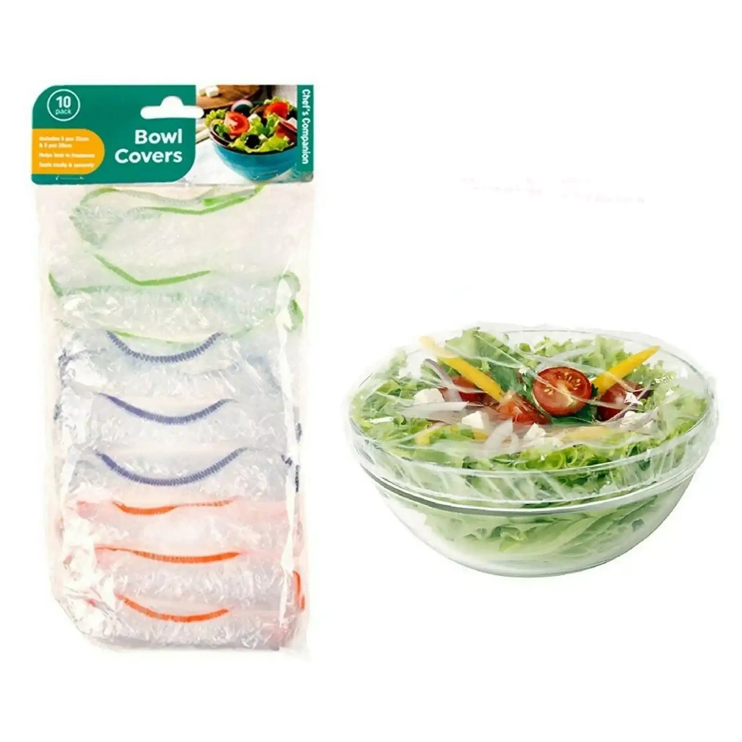Over Bowl Covers Plastic Elastic Clear Pan Plate Easy Food Cover - 10x