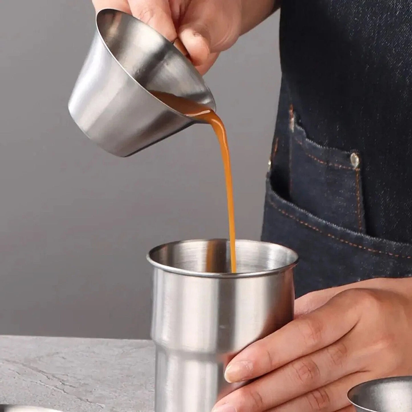 Espresso Measuring Cup 100ml Stainless Steel with Easy Grip Handle